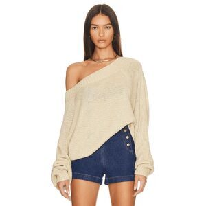 WeWoreWhat Creme Brulee Beige Off The Shoulder Knit Sweater Women's Size Large